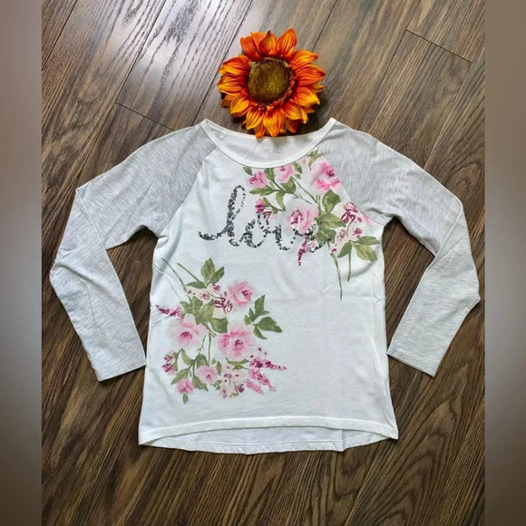 Justice Other - 🌻5/$25🌻JUSTICE Sequined Love Long Sleeved Flower T-Shirt | 10/12 |